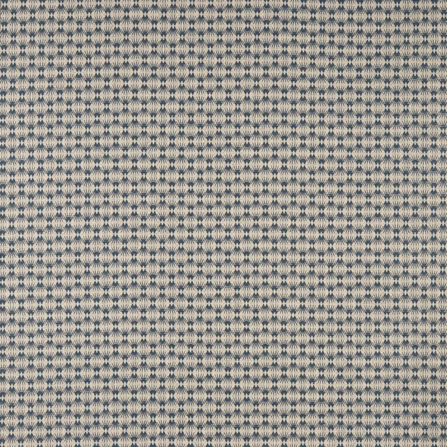 Small indigo geometric weave on a cream ground with textured surface