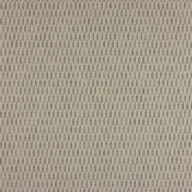 Close-up of a small-scale charcoal and grey woven fabric with vertical dash pattern