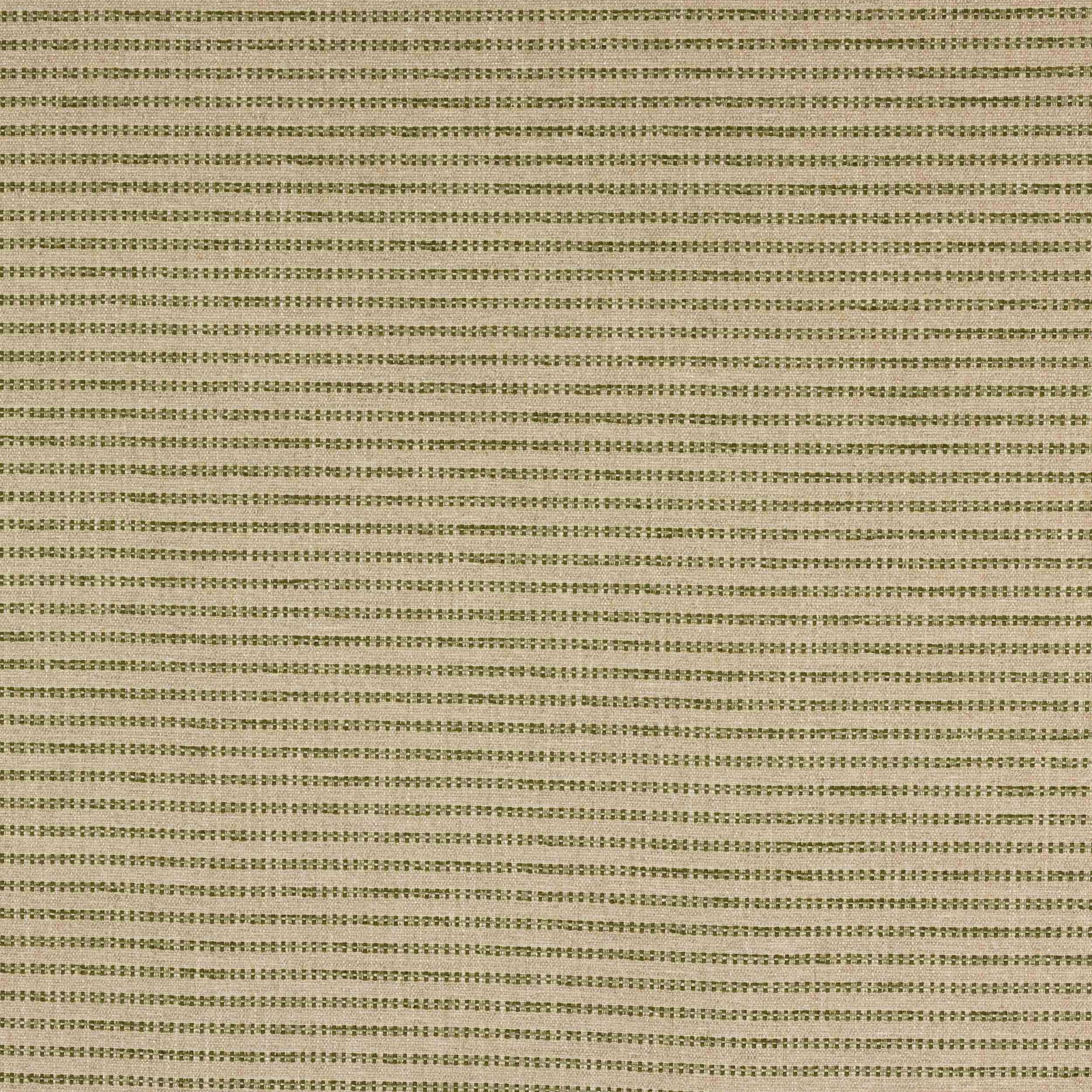 Pale neutral fabric with fine olive-green dotted horizontal stripes