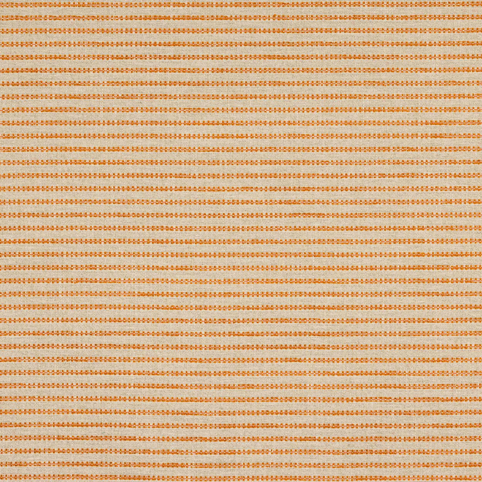 Pale woven stripe fabric with warm orange bands on a cream ground