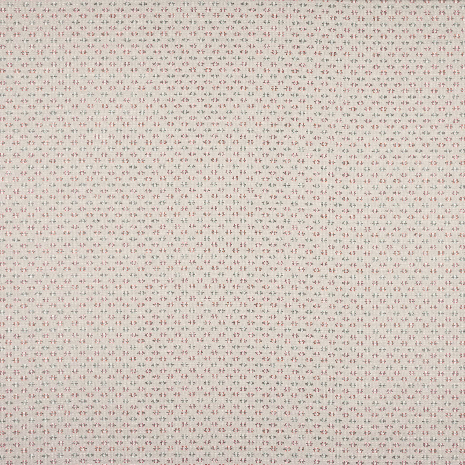 Swatch of tiny dusty rose damask pattern on a pale neutral ground