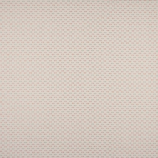 Swatch of tiny dusty rose damask pattern on a pale neutral ground