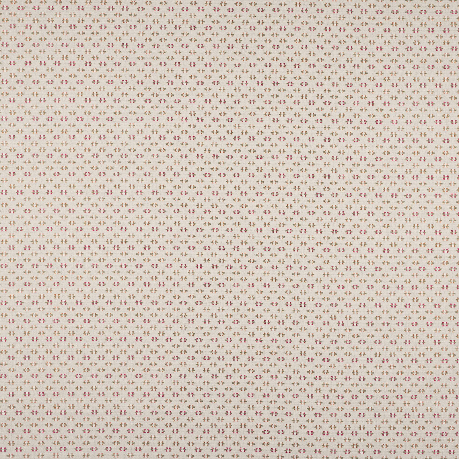 Pale linen-blend fabric with tiny blush pink repeating motifs