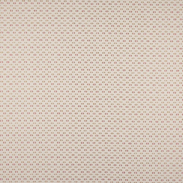 Pale linen-blend fabric with tiny blush pink repeating motifs