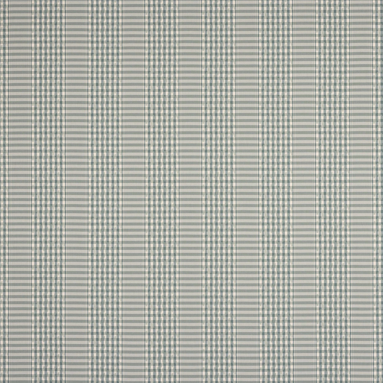 Soft celadon and cream woven check fabric with fine striped pattern
