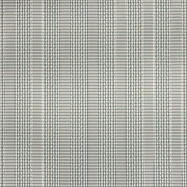 Soft celadon and cream woven check fabric with fine striped pattern