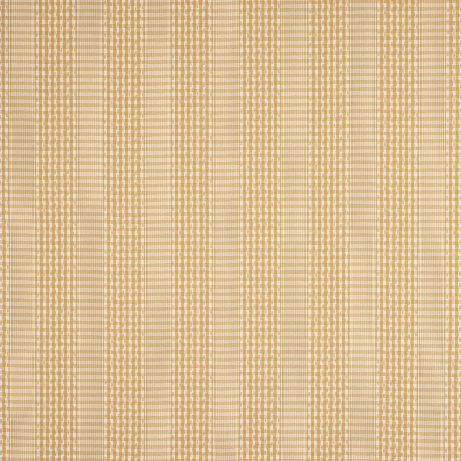 Pale yellow and cream woven check fabric with fine horizontal stripes