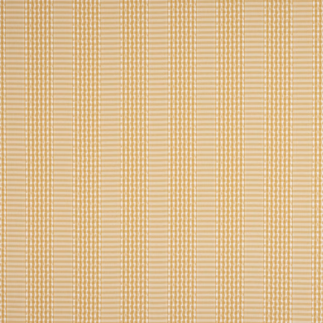 Pale yellow and cream woven check fabric with fine horizontal stripes
