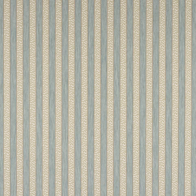 Vertical aqua and leaf-green striped woven fabric with a fine textured ground