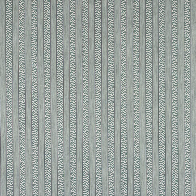 Vertical jade green striped fabric with fine woven texture and pale ground