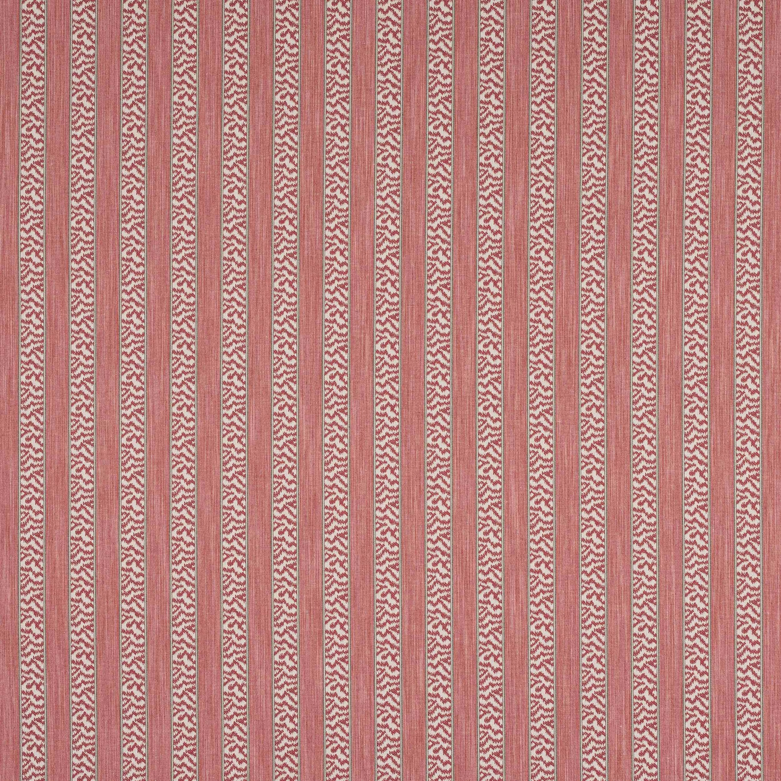 Vertical dusty coral and cream striped woven fabric with fine textured bands
