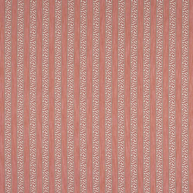 Vertical dusty coral and cream striped woven fabric with fine textured bands