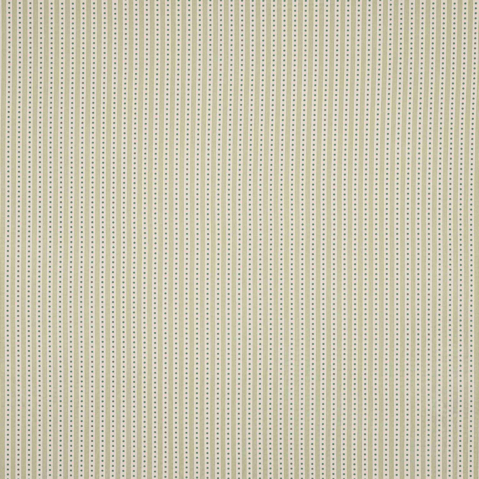 Pale cream striped fabric with fine mint dotted vertical lines