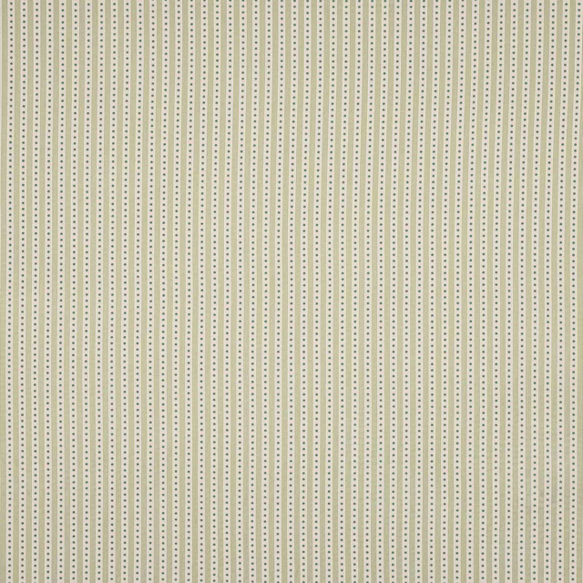 Pale cream striped fabric with fine mint dotted vertical lines
