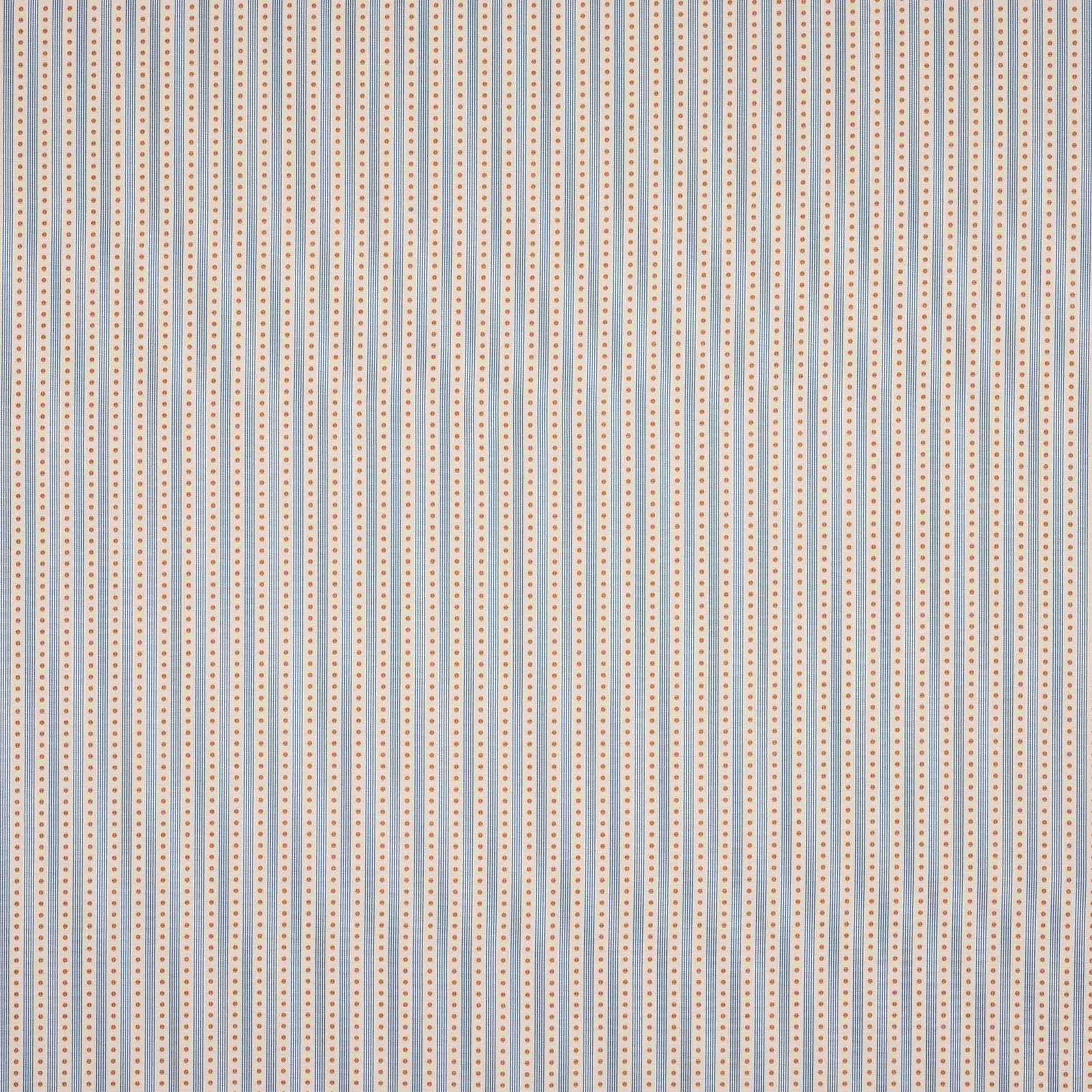 Ivory striped fabric with pale blue and beige dotted vertical lines