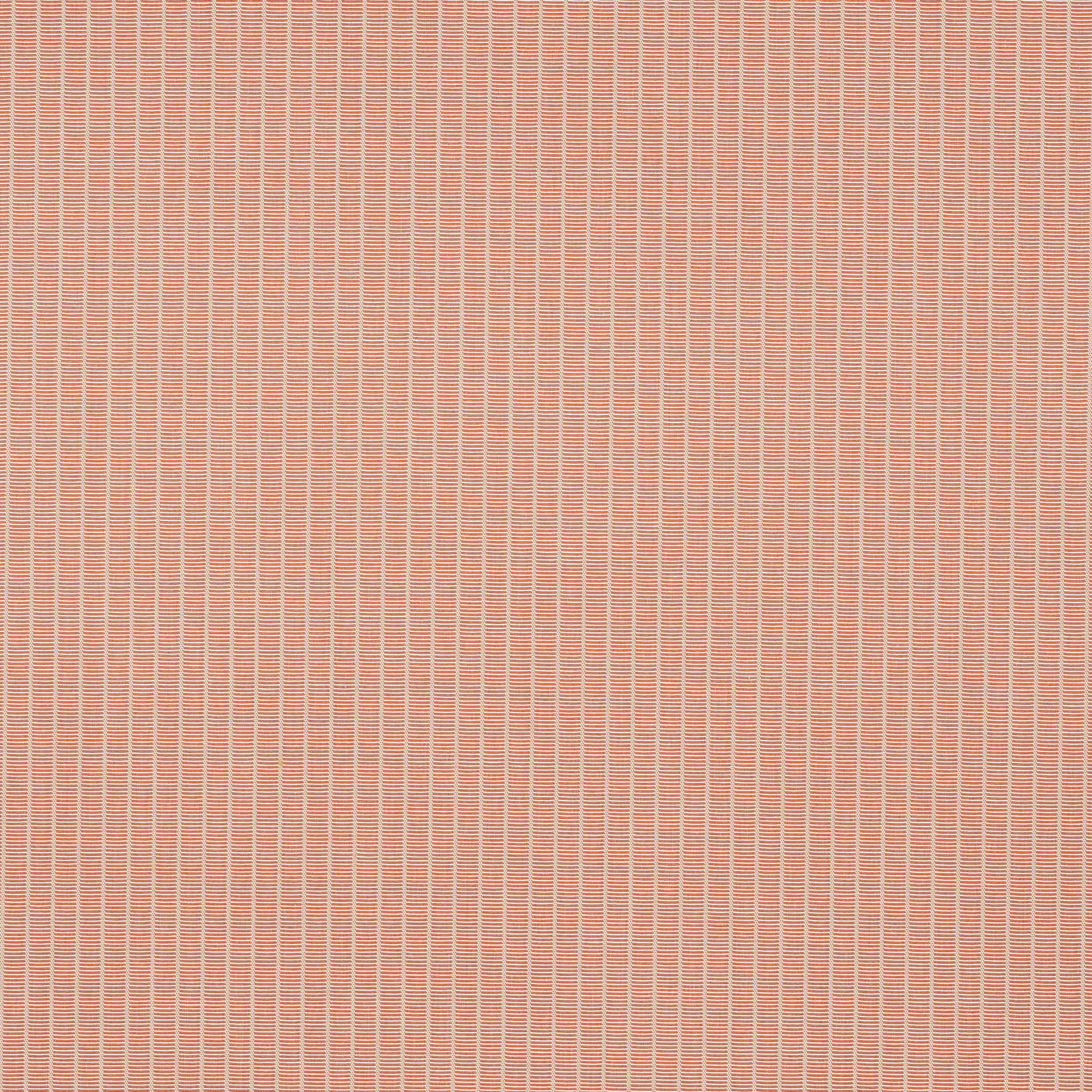 Coral pink fine vertical striped fabric with a pale woven ground