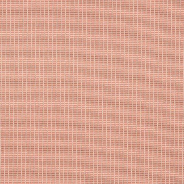 Coral pink fine vertical striped fabric with a pale woven ground
