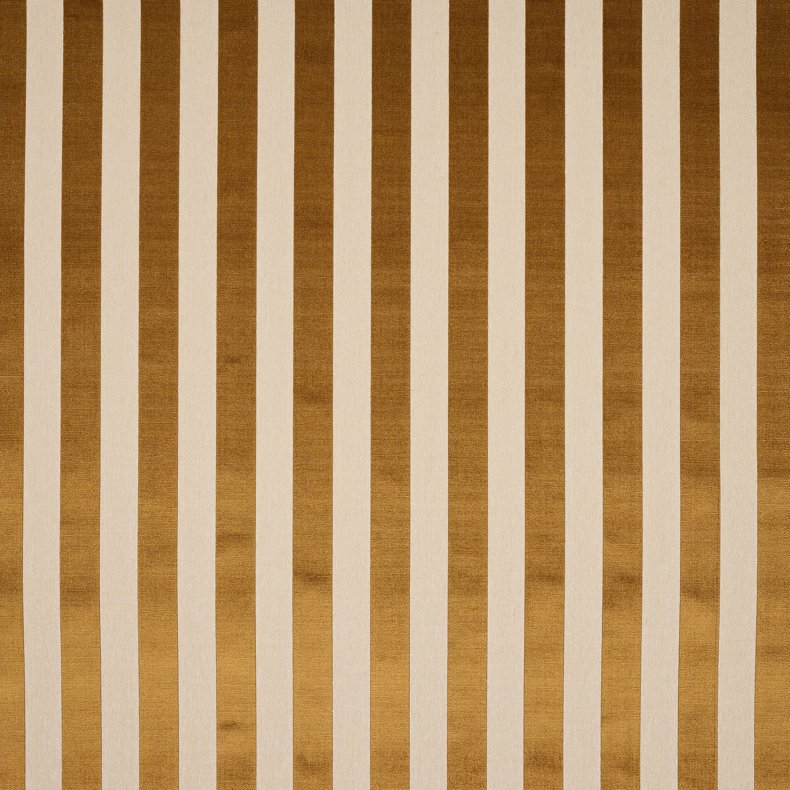 Vertical amber-gold and cream striped fabric with a softly lustrous woven texture