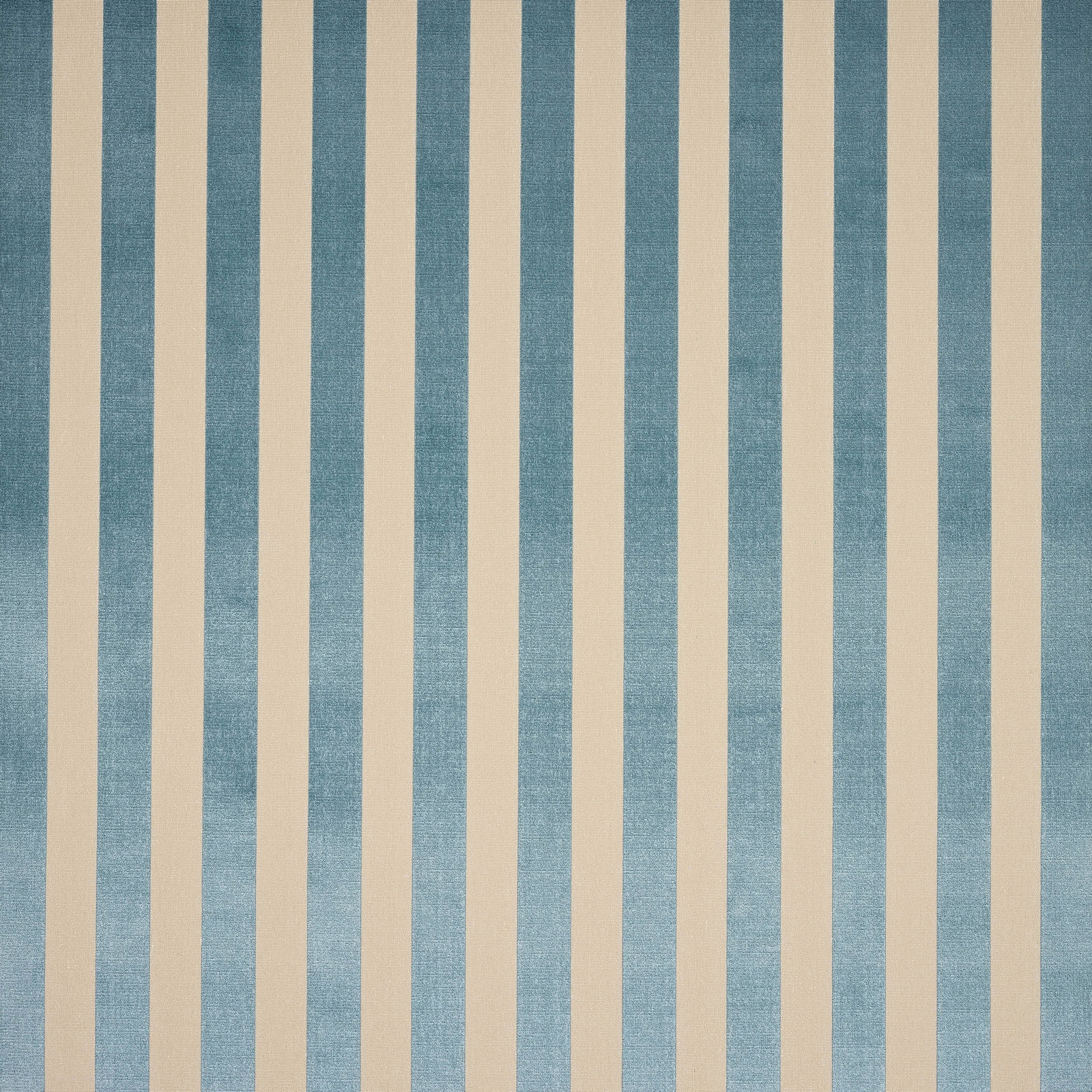 Vertical celeste blue and cream striped woven fabric sample