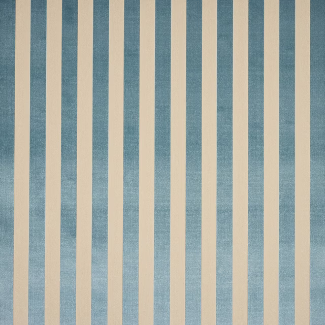 Vertical celeste blue and cream striped woven fabric sample