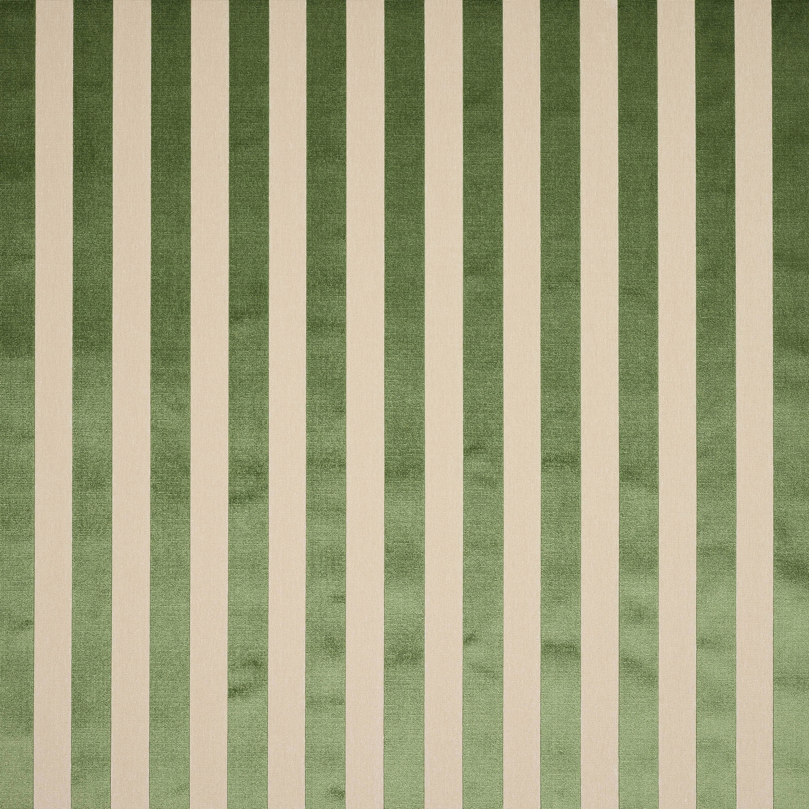 Vertical menthe green and cream striped fabric with a softly textured weave
