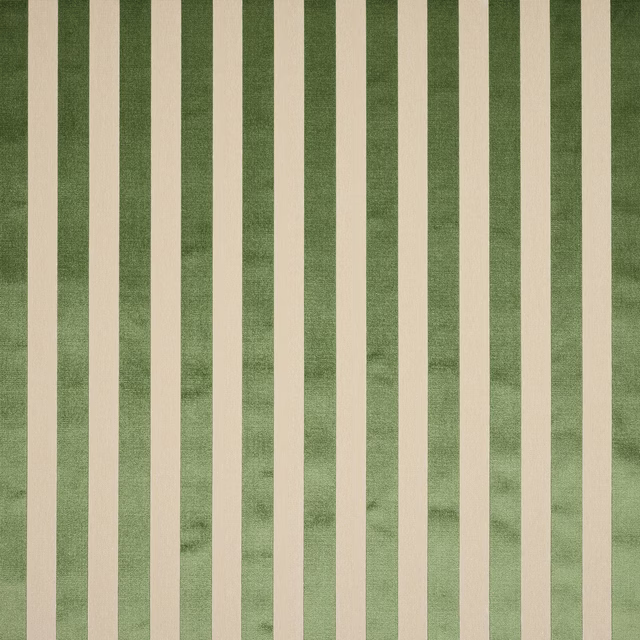 Vertical menthe green and cream striped fabric with a softly textured weave