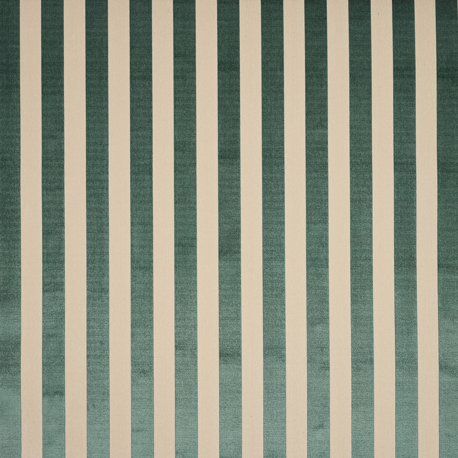 Vertical teal and ivory stripe fabric with a lightly textured woven surface