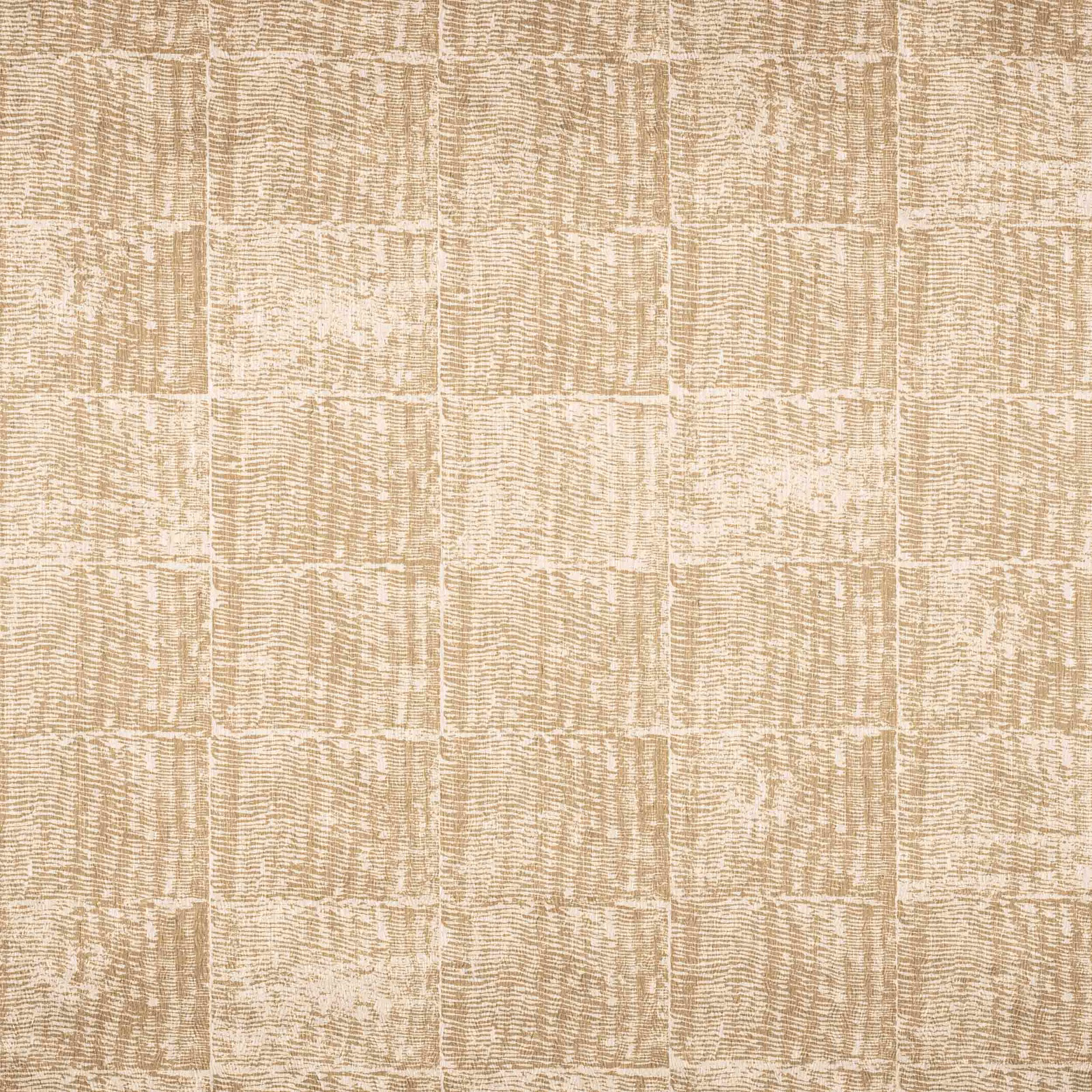 Warm gold-beige wallcovering with irregular rectangular blocks and fine horizontal striations
