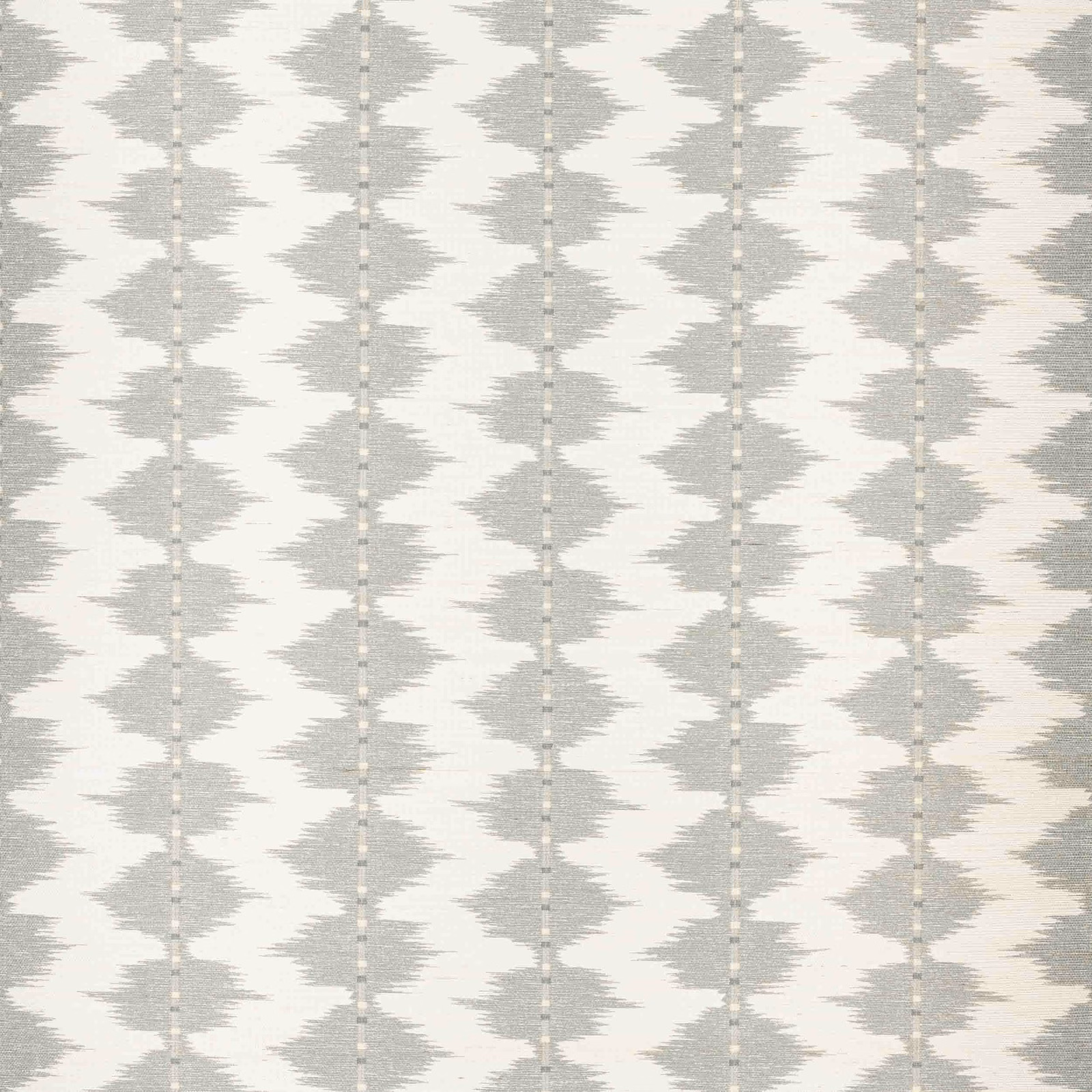 Ivory raffia wallpaper with pale sea-glass blue-grey feathered diamond columns