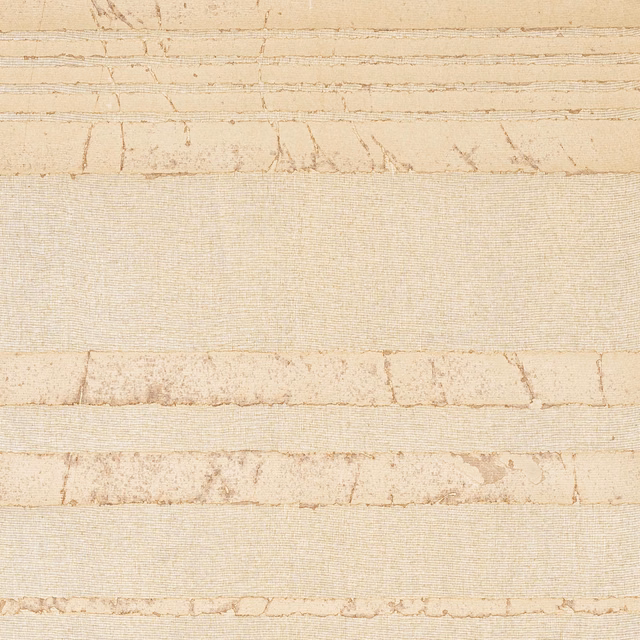 Warm ivory wallpaper with distressed beige horizontal bands and fine woven-looking texture