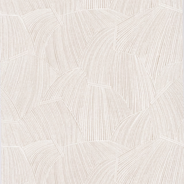 Ivory wallpaper with overlapping fan-like panels and fine curved linear texture