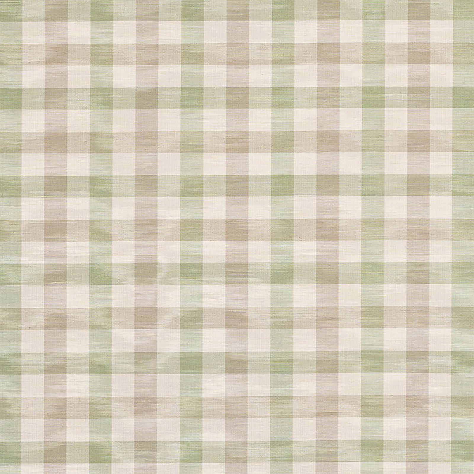 Pale sage and silver woven check fabric with a soft linen texture