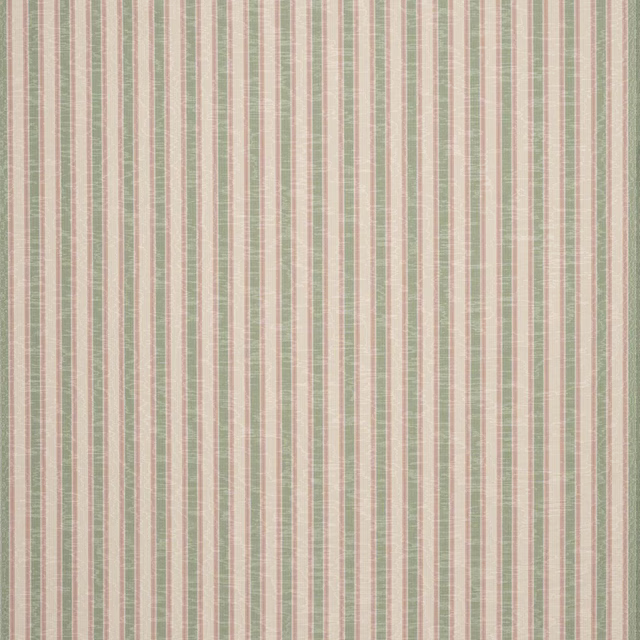 Soft sage green and pink vertical stripe fabric with fine woven texture