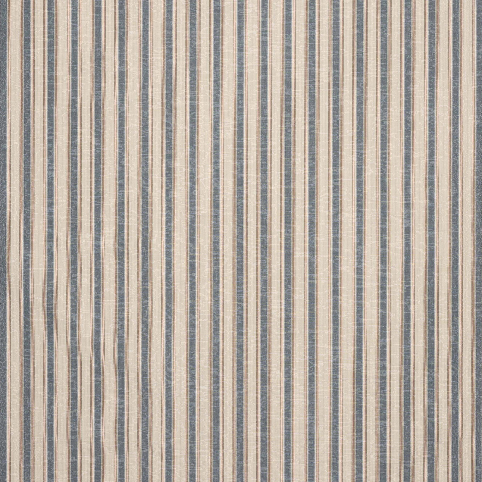 Vertical navy and oatmeal striped fabric with a fine woven texture