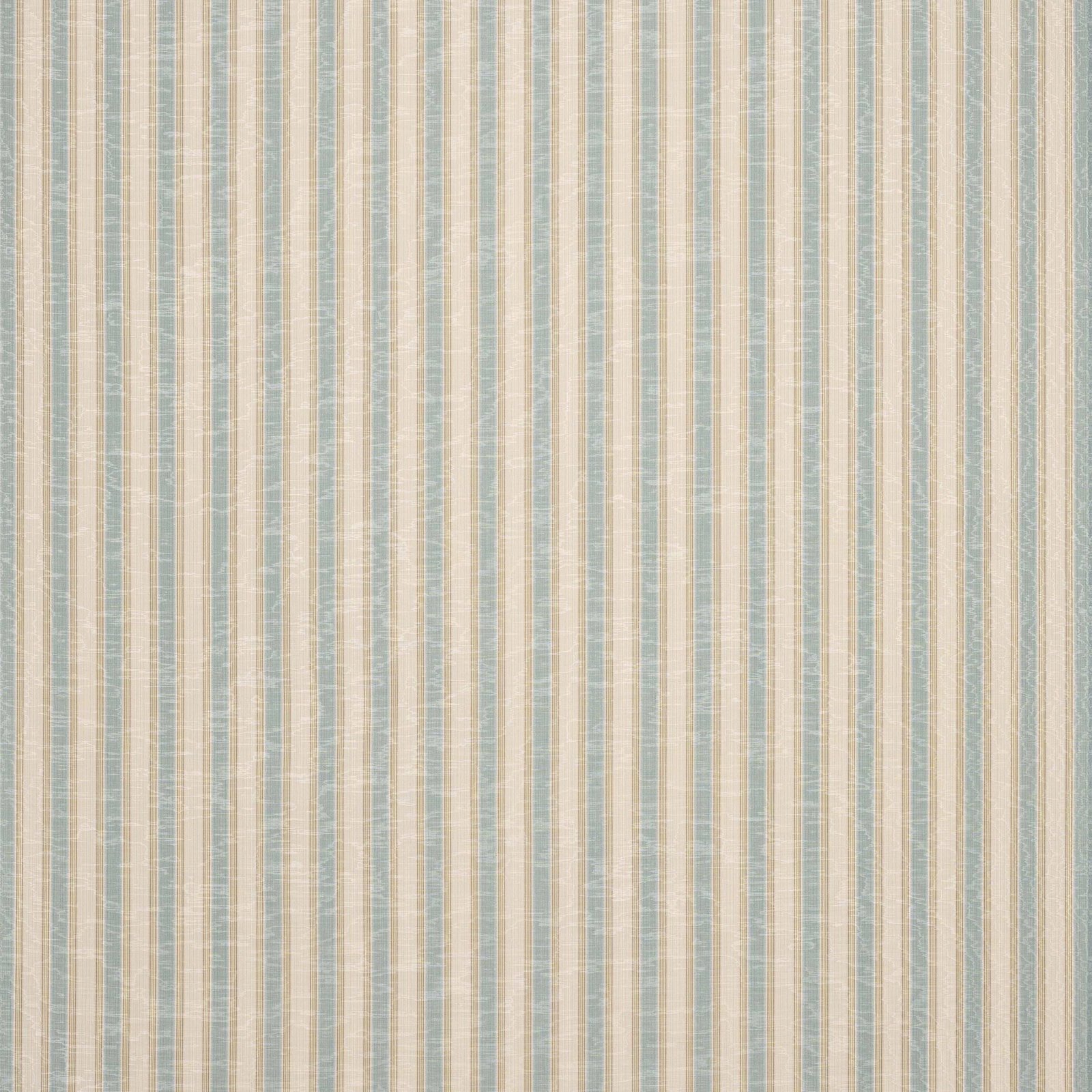 Soft old blue and cream vertical stripe fabric swatch with fine slub texture