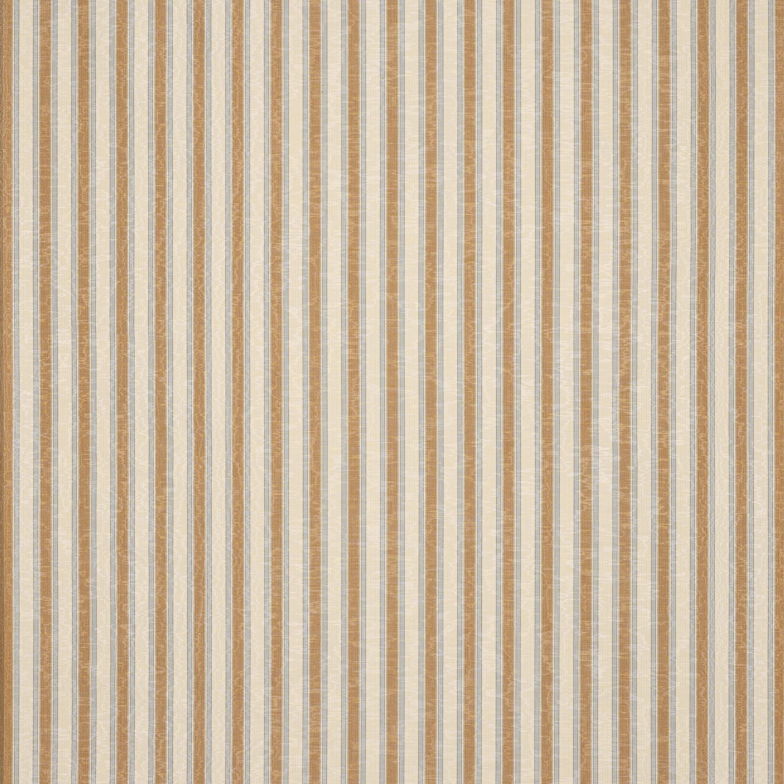 Vertical striped fabric in warm sienna, beige and cream woven texture
