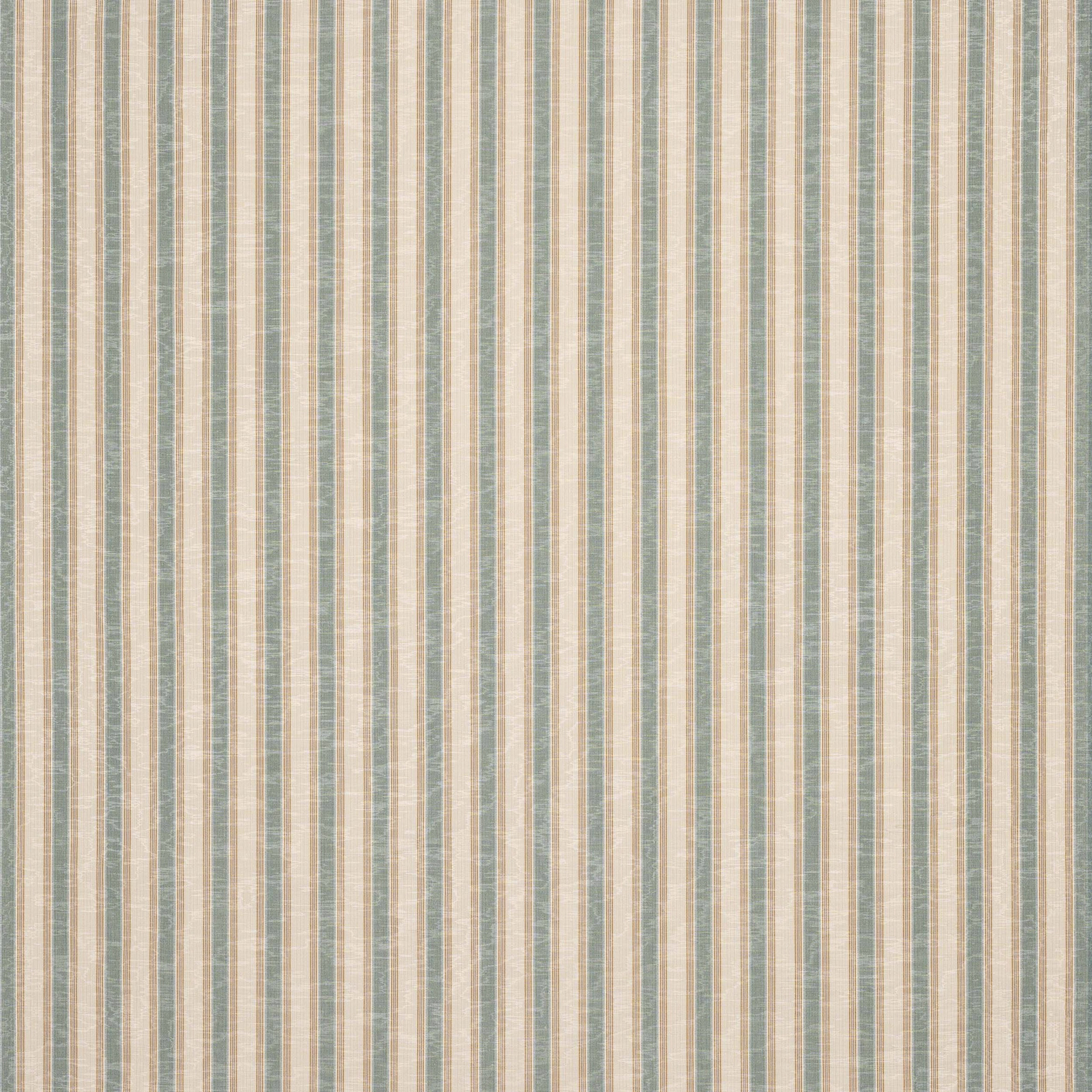 Vertical teal, sienna and cream striped fabric with a soft woven texture