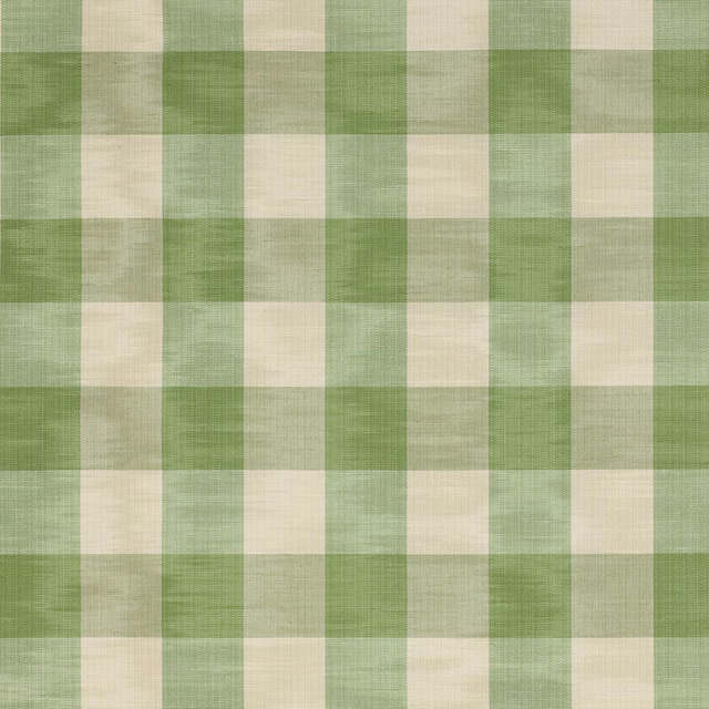 Sage green and cream large check fabric with a soft woven texture