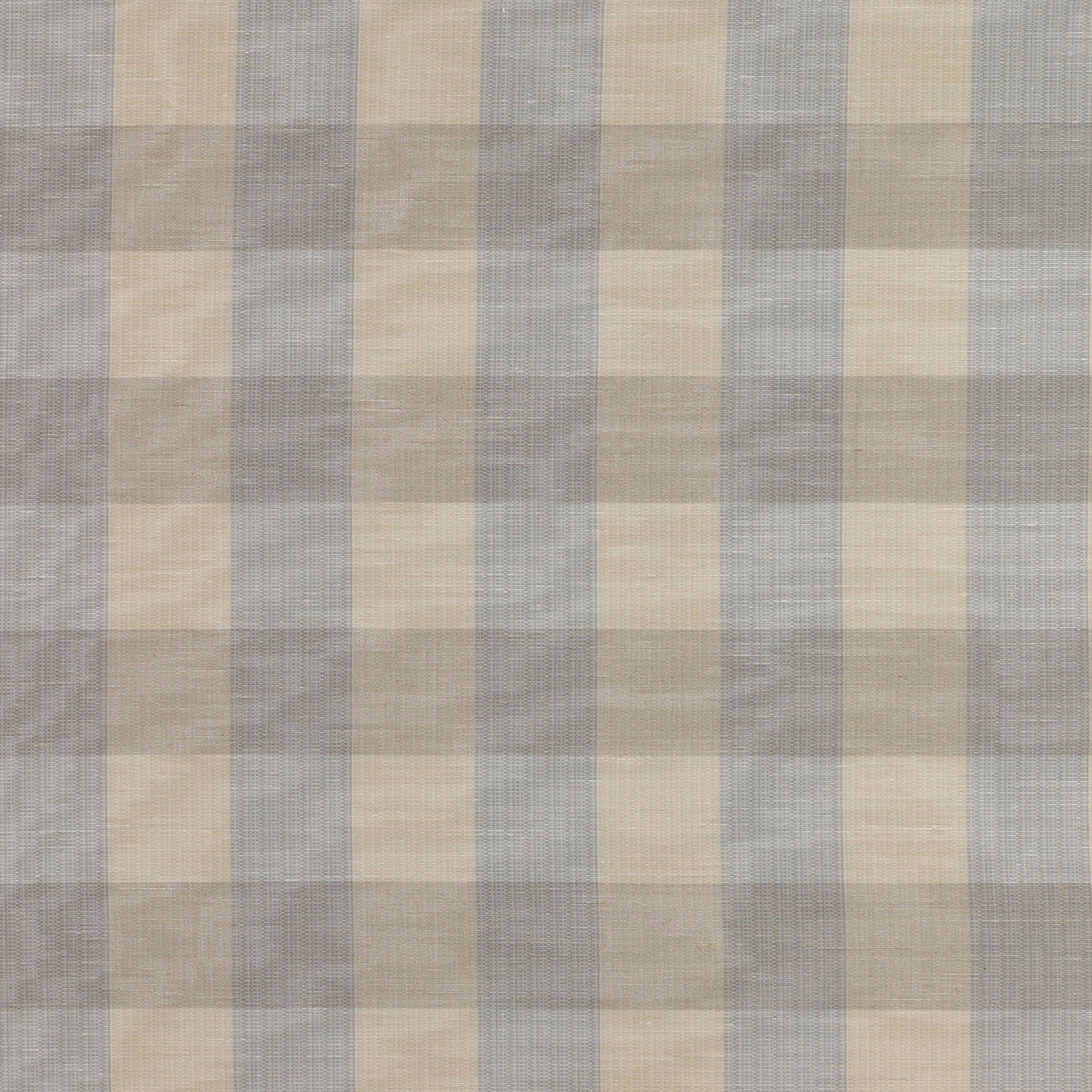 Pale silver blue and grey checked woven fabric with a soft linen texture