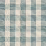 Pale teal and ivory checked fabric swatch with a soft woven texture