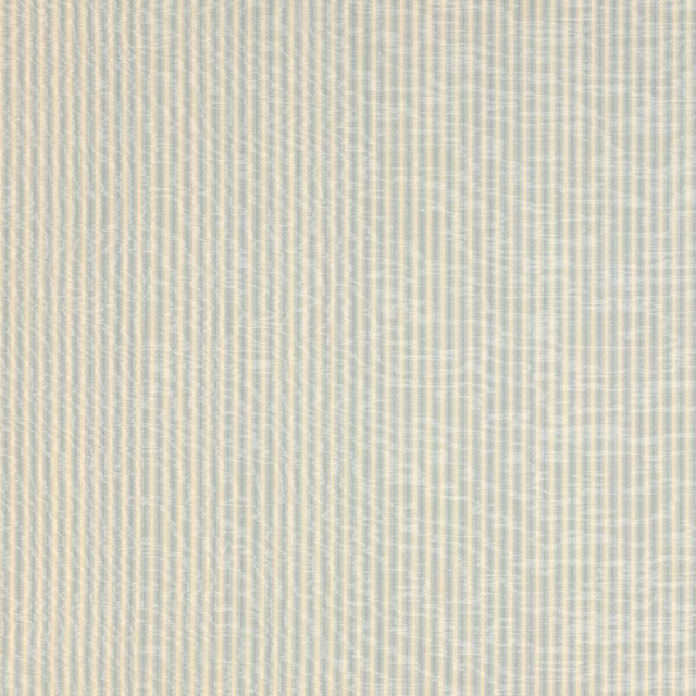 Pale aqua and cream fine vertical stripe fabric with a softly textured weave