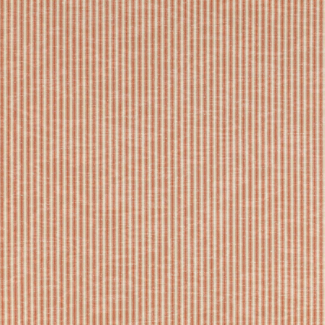 Narrow terracotta red and cream striped woven fabric sample