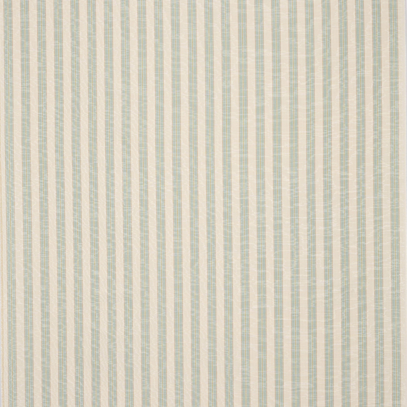 Pale aqua and cream vertical striped fabric with fine woven texture
