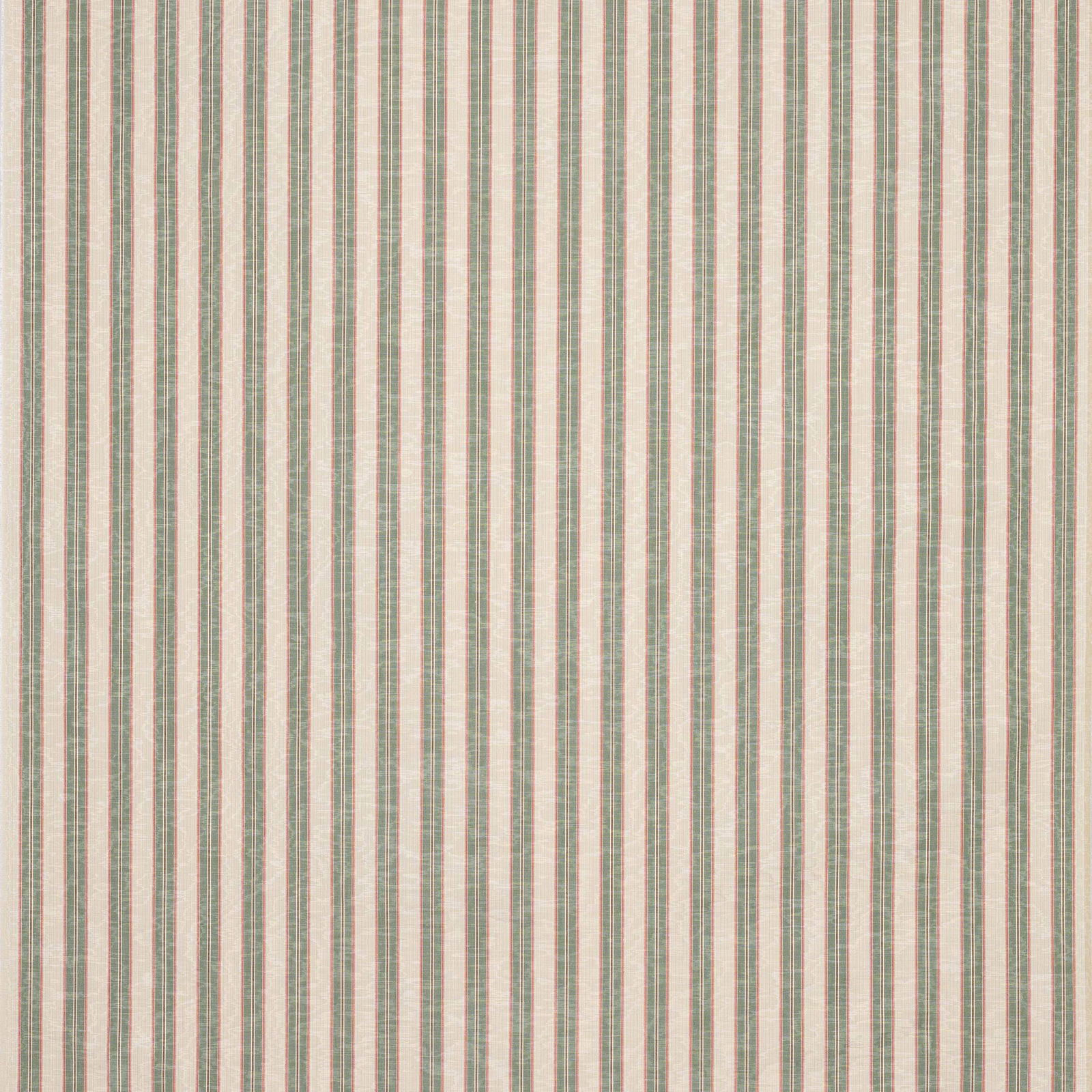Vertical sage green and cream stripe fabric with fine woven texture