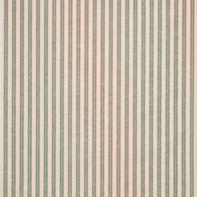 Vertical sage green and cream stripe fabric with fine woven texture