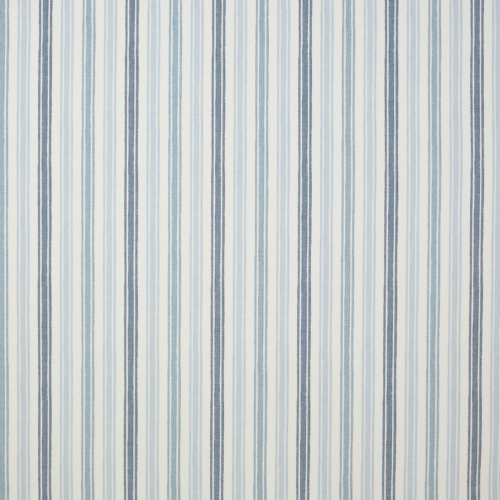 Cream ground fabric with narrow vertical blue and grey-blue stripes