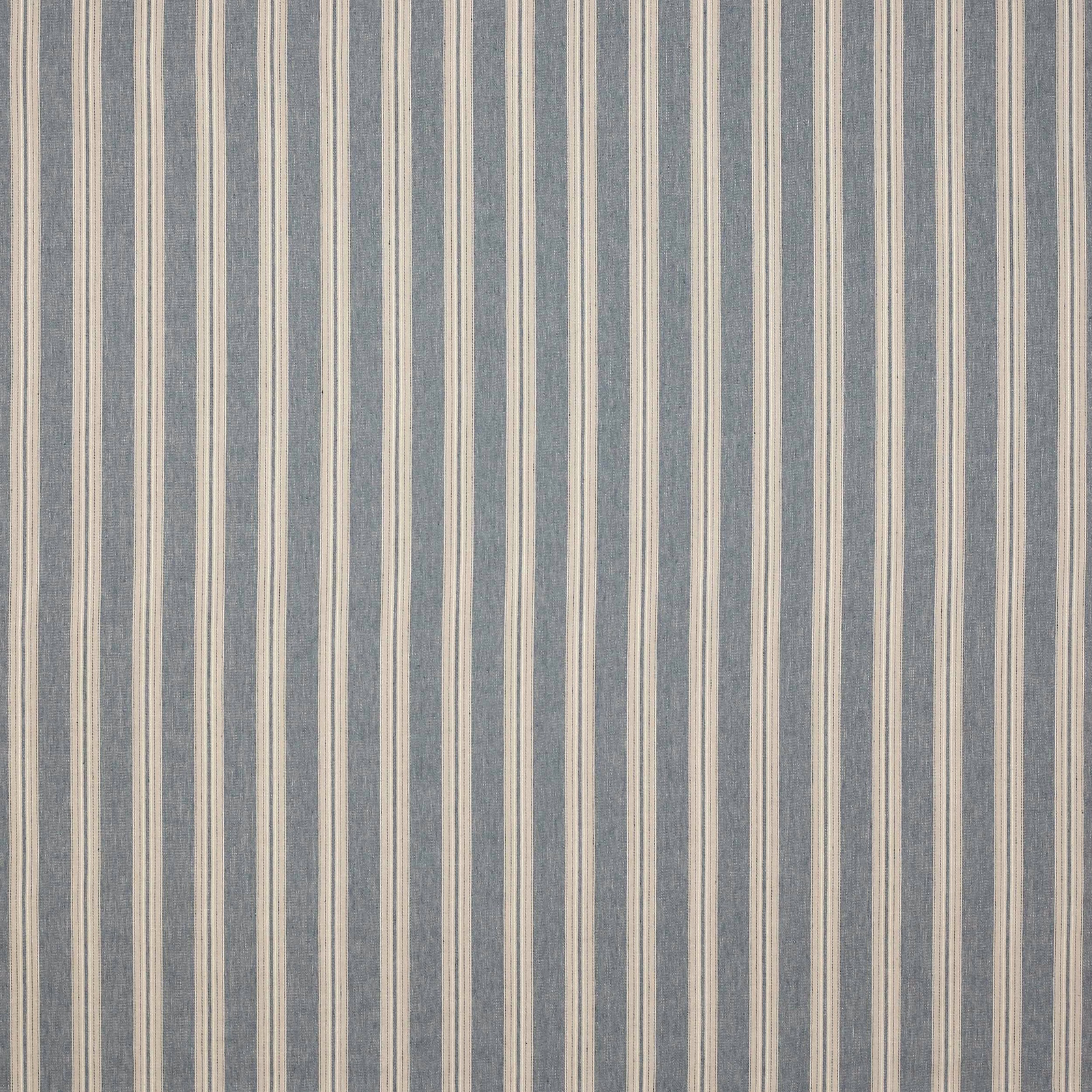 Muted navy and cream vertical striped linen-cotton fabric swatch