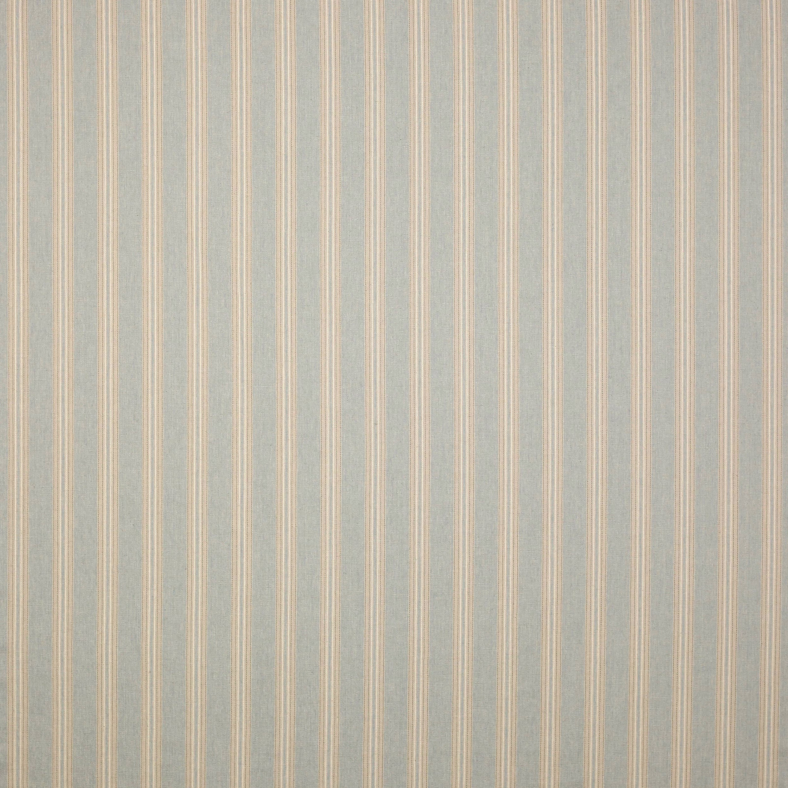 Vertical stripe fabric in soft dusty blue with narrow cream bands