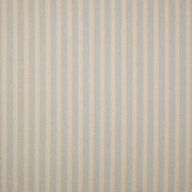Vertical stripe fabric in soft dusty blue with narrow cream bands