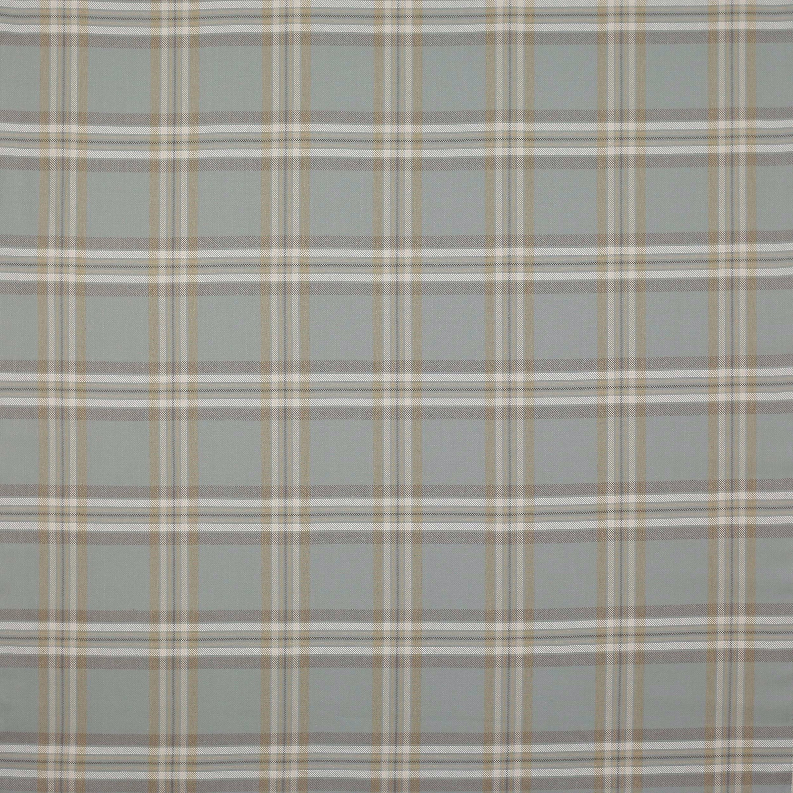 Muted blue-and-cream linen check swatch with fine striped crossing lines
